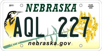 NE license plate AQL227