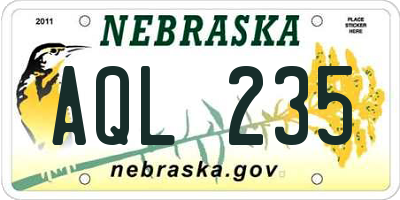 NE license plate AQL235