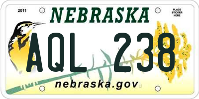 NE license plate AQL238