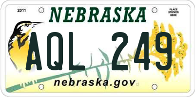 NE license plate AQL249