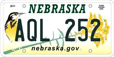 NE license plate AQL252