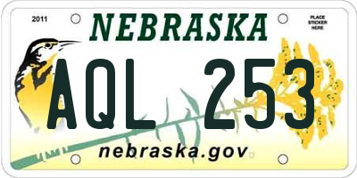NE license plate AQL253