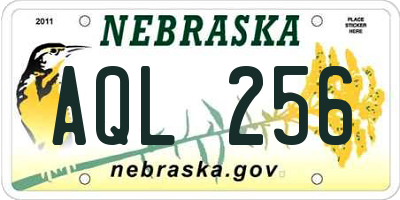 NE license plate AQL256