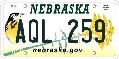 NE license plate AQL259