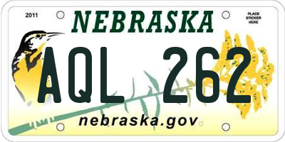 NE license plate AQL262