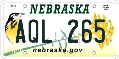 NE license plate AQL265