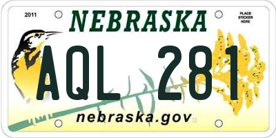 NE license plate AQL281