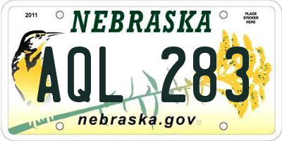NE license plate AQL283