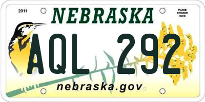 NE license plate AQL292