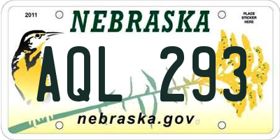 NE license plate AQL293