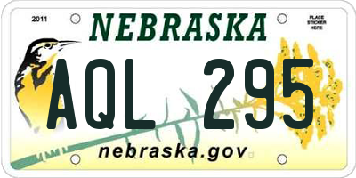 NE license plate AQL295