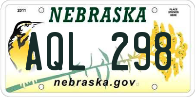 NE license plate AQL298
