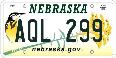 NE license plate AQL299