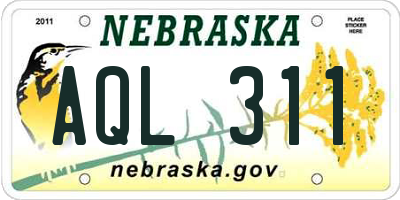 NE license plate AQL311