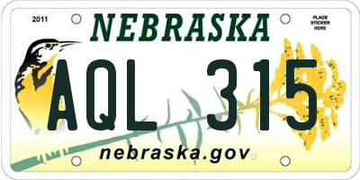 NE license plate AQL315