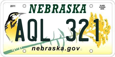 NE license plate AQL321