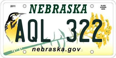 NE license plate AQL322