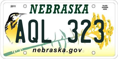 NE license plate AQL323