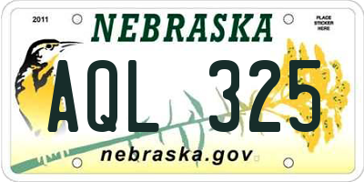 NE license plate AQL325