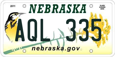NE license plate AQL335