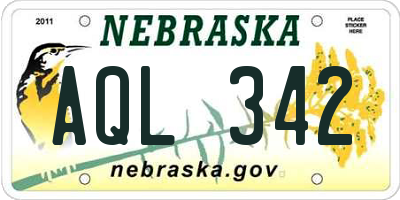 NE license plate AQL342