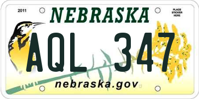 NE license plate AQL347