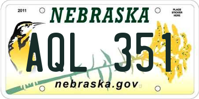 NE license plate AQL351