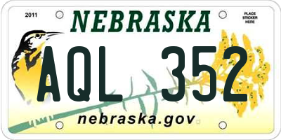 NE license plate AQL352