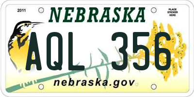 NE license plate AQL356