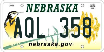 NE license plate AQL358