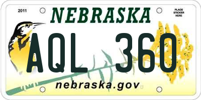 NE license plate AQL360