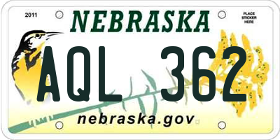 NE license plate AQL362