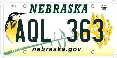 NE license plate AQL363