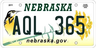NE license plate AQL365