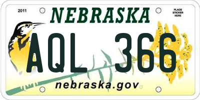 NE license plate AQL366
