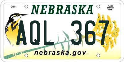 NE license plate AQL367