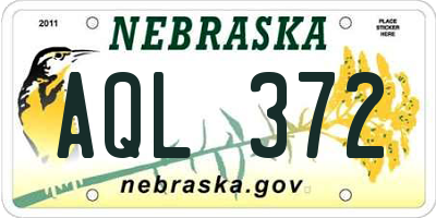 NE license plate AQL372