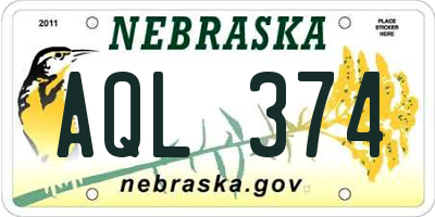 NE license plate AQL374