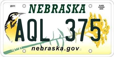 NE license plate AQL375