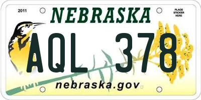 NE license plate AQL378