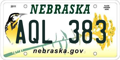 NE license plate AQL383