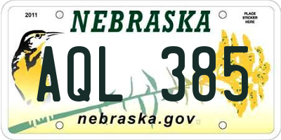NE license plate AQL385
