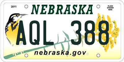 NE license plate AQL388