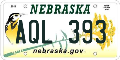 NE license plate AQL393