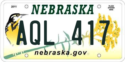 NE license plate AQL417