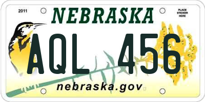 NE license plate AQL456