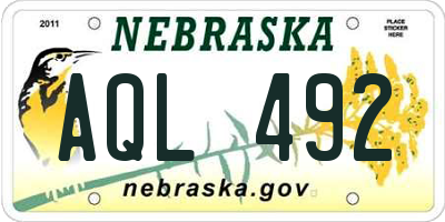 NE license plate AQL492