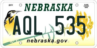 NE license plate AQL535