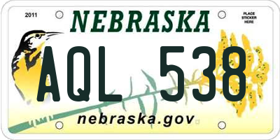 NE license plate AQL538