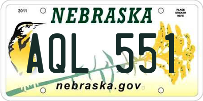 NE license plate AQL551